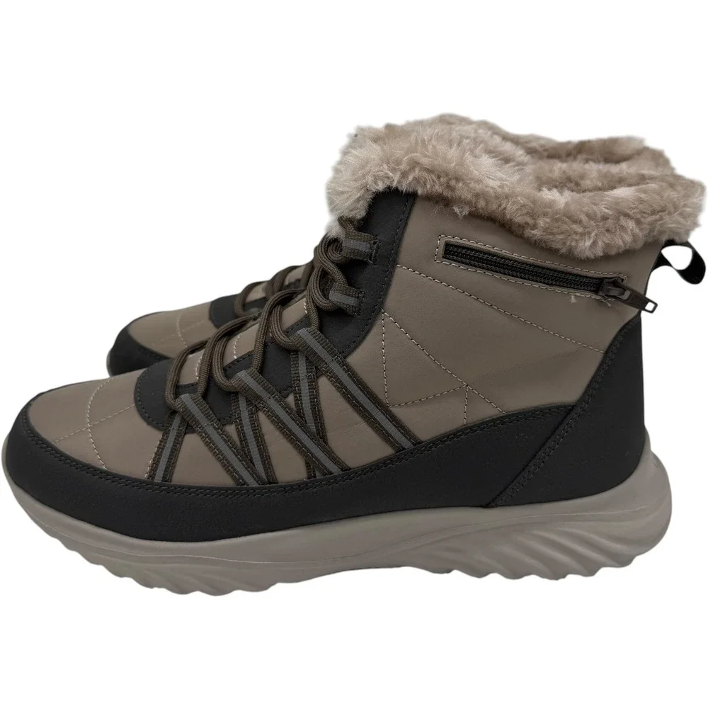 Cheeks Fit Body Winter Boots Scotchgard Faux‎ Fur Taupe Size 9 New